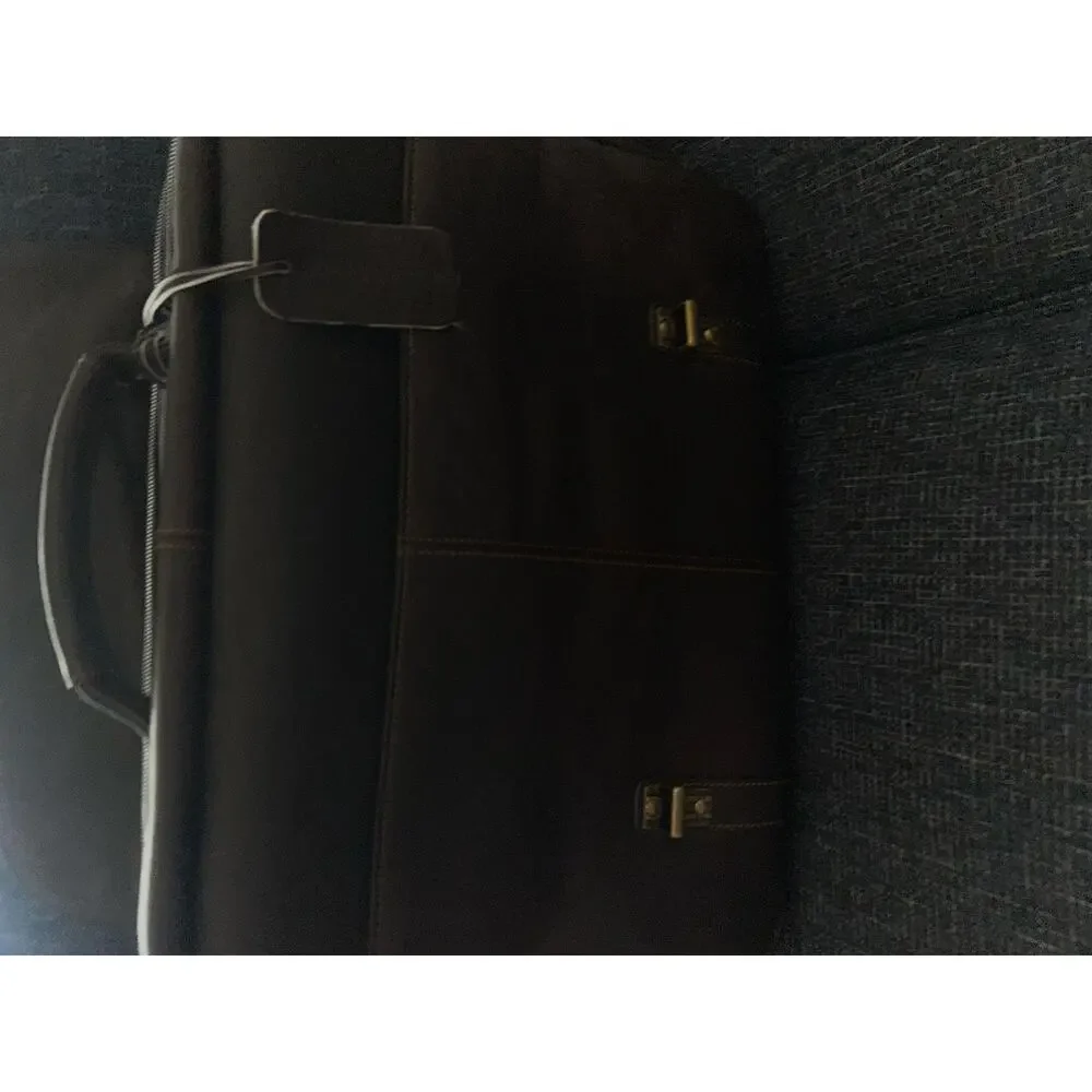 Samsonite Brown Leather Double Gusset Laptop Briefcase Messenger Bag 15.6”